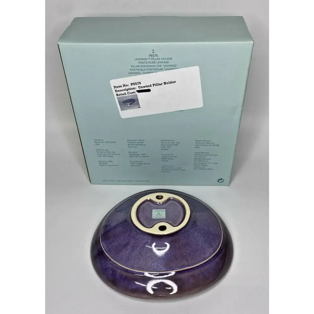 PartyLite Unwind Pillar‎ Holder Retire NIB P15D/P8576